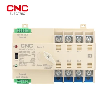 CNC YCQ5-100 4P ATS Dual Power Automatický Prenos Prepínač Nerušený Výkon Radič 63A 100A