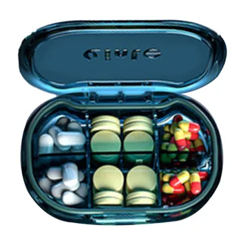 6 mriežky organizátor kontajner pre tablety cestovné pilulku box s tesniaci krúžok Malé políčko pre tablety Pšeničnej slamy kontajner na lieky