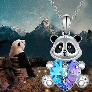 Roztomilá Panda Náhrdelník v Tvare Srdca Crystal Zvierat Prívesok Módne Šperky pre Mamičky, Muži, Ženy, Narodeninová Párty Šperky