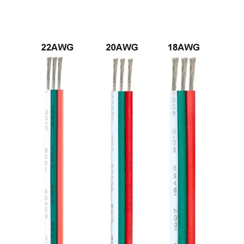 20AWG 3 Pin Drôt 22AWG 18AWG 3pin Predlžovací Kábel 5-100m SM JST LED Konektor Kábel Pre WS2812B WS2811 LED Pás Svetla Pixel