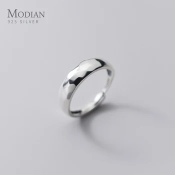 Modian Nové 925 Sterling Silver Geometrické Rez Resizeable Prst Prstene pre Ženy, Mužov Jednoduché Stohovateľné Svadobné Kapely Jemné Šperky