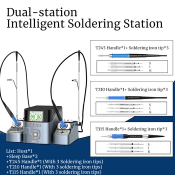 JCID AIXUN T420D Dual-stanica inteligentné spájkovacie stanice S C245 C210 C115 Rukoväť Zváranie Stanica Pre SMD Opravy 110V 220V