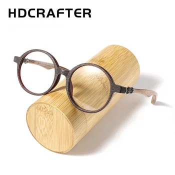 HDCRAFTER Vintage Kolo Dreva Optické Okuliare, Rám Mužov Krátkozrakosť Ženy Okuliare dioptrické Okuliare Drevené Okuliare Okuliare