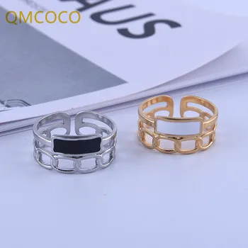 QMCOCO Módne Populárne Duté Biela Čierna Vintage Prsteň Pre Ženy Široký Nové Jednoduché Pár Výročie Šperky Darček