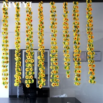 Umelé Kvety Viniča Simulácia Kvet Slnečnice Ratan Domov Izba Vianočné Parti Dekor Kvety na Ozdobu Malé Ivy
