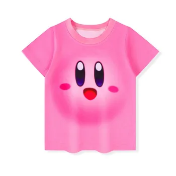 Dievčatá 3D Kirbing Tlačiť T-shirts Roztomilý Kirbys Tričko Dievčatá Lete Tees vrchné Oblečenie Detí Cartoon Oblečenie Bežné Teen T Tričko