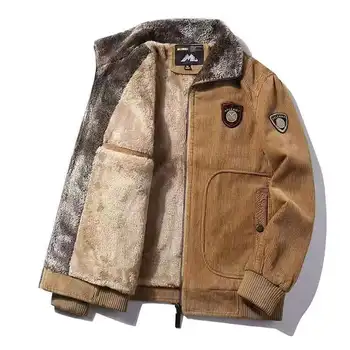 2021 Nové Zimné pánske Menčester Bavlnené Oblečenie Bunda, Kabát Plus Velvet Čalúnená Teplé Muž Bunda v Strednom veku Starších Bavlnené Oblečenie