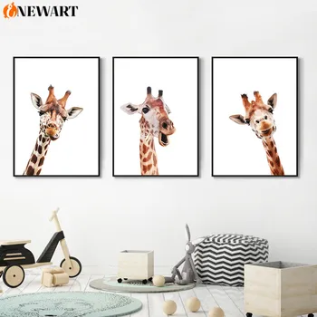 Vtipné Žirafa Plátno na Maľovanie voľne Žijúcich Zvierat Múr Umenia pre Obývacia Izba Decoraiotn Plagát, Obraz, Tlač Domova Zaujímavé Umenie