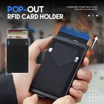 Mini Hliníkové Pop-Up RFID Karty Peňaženky Smart Peňaženky Muži Ženy Smart Peňaženky Podnikania Držiteľa Karty Anti-theft S Krytom Peňaženky