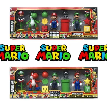 Super Mario Bros Cartoon Model Nastaviť Anime Obrázok Luigi Yoshi Roztomilý Módne DollOrnaments Stolové Dekorácie, Hračky pre Deti, X-mas Dary