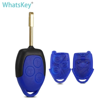 WhatsKey 3 Tlačidlo Pre Ford Transit Connect Nastaviť Vzdialený Kľúča Vozidla Shell Nahradenie Modré Auto Tlačidlo puzdro fob Uncut čepeľ FO21