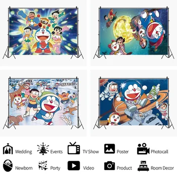Cartoon Doraemon Tému Party Pozadia Baby Sprcha Deti Narodeninovej Party Dekor Stenu, Nálepky, Plagát, Fotografia Na Pozadí Rekvizity