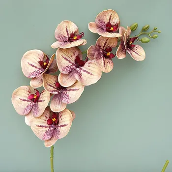Klasická Big Pobočky 9 Hláv 98cm 3D Tlač Phalaenopsis Umelý Kvet Orchidea Svadobné Rekvizity Domova Kvet Foto Rekvizity