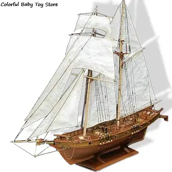 Montáž Stavebné Súpravy Loď Model Drevené Plachetnice Hračky Plachtenie Model Zostavený 1:100 Drevené Stavebnice urob si sám