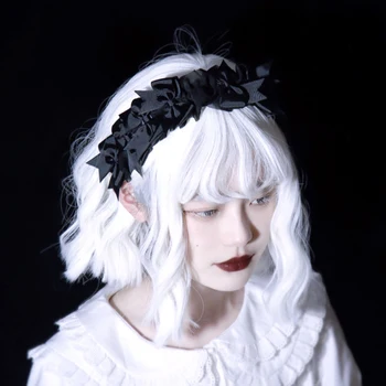 Čelenka Gotický Ručné Čiernej Čipky Organza Vlasy Hoop Lolita Vlasy Príslušenstvo Cosplay Kostýmy Strany, Street Wear
