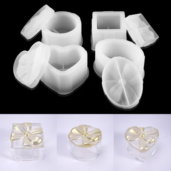 1set Úložný Box Živice Silikónové Formy Srdce Kvet Tvar Kryštálu Epoxidové UV Darčeka Rez Formy Pre DIY Šperky Výrobu Nástrojov