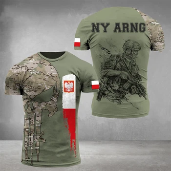 Pánske T-Shirt Lete Krátky Rukáv 3D Vytlačené Poľsko Vojak Veterán Harajuku Voľné Top T-Shirt pánske Nadrozmerné Oblečenie 6XL