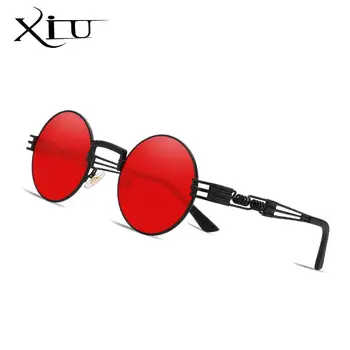 XIU Luxusné Kovové slnečné Okuliare Mužov Okrúhle Slnečné okuliare Steampunk Povlak Okuliare Retro Vintage Lentes Oculos Mužskej Slnečné okuliare