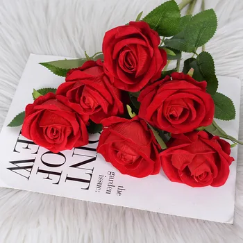 5 ks Umelých Ruží Jeden Dotyk Flanelové Rose Domov Svadobné Dekorácie Valentína Simulácia Kvet Falošné Kvet Ruže