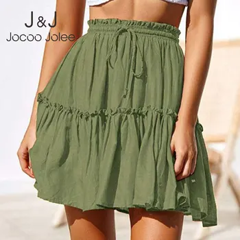 Jocoo Jolee Ženy Vintage Krátke Sukne Bežné Boho Skladaný Riadok Sukne Prehrabať Mini Sukňa s Oknami v Lete Dovolenku na Pláži Sukne