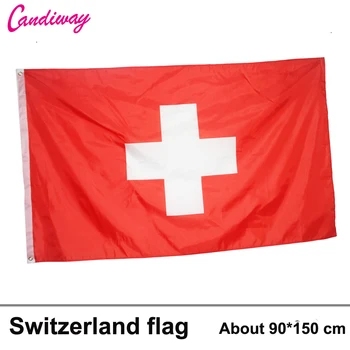 Švajčiarska vlajka 3*5 nôh. polyester vlajky.90*150 cm veľký banner Švajčiarskej vlajky