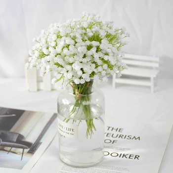 20 cm Biela Gypsophila Plastové Umelé Kvety Falošné Kvet Pre Svadobné Svadobné Kytice DIY Strany Domáce Dekorácie Kvet