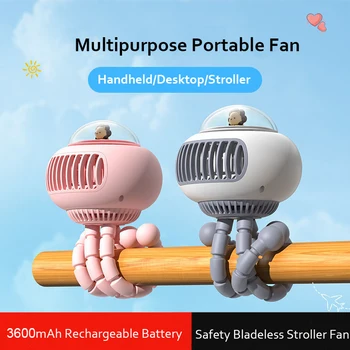 Krásne Kreslené Baby Safe Kočík Turbo Ventilátor Bladeless Elektrický Ventilátor USB Nabíjateľné 3600mAh batériové Ručné Klip Ventilátor