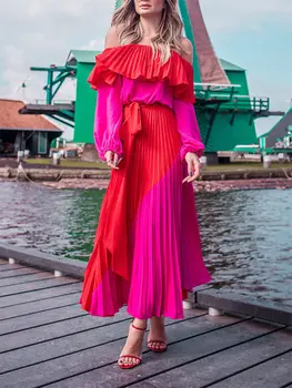 Maroko Dlhé Šaty Žien Lomka Krku Letnej Pláži Dovolenku Elegantné, Sexy Šaty Bežné Vysoký Pás Voľné Maxi Vestidos Streetwear