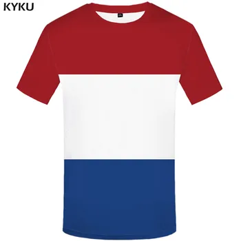 KYKU holandský Flag T-shirt Mužov Holandsko Tričko Tlač Farebné Tričká Bežné Harajuku T-shirts 3d Gotický Tričko Printed