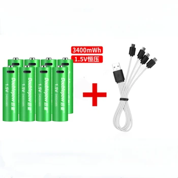 8Pcs Nové 1,5 V 3400mWh AA nabíjateľné batérie USB nabíjateľné lítiové batérie, s Micro USB kábel pre rýchle nabíjanie