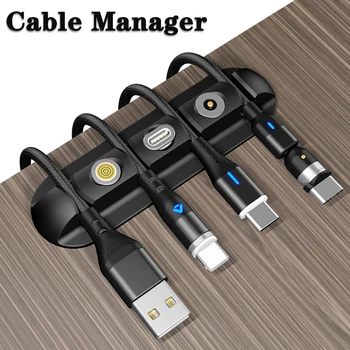 Kábel Organizátor & Magnetické Kábel Zapojte Box Silikónový Kábel USB Winder Riadenia Klipy Držiak na Slúchadlá, Myši Drôtu konektor pre Slúchadlá