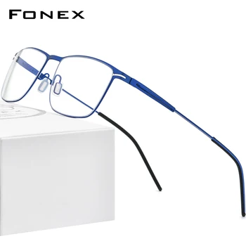 FONEX Zliatiny Okuliare, Rám Mužov Námestie Krátkozrakosť Predpis Optické Okuliare 2020 Nové Kovové Celý kórejský Screwless Okuliare F1009