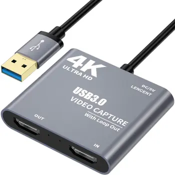 4K 1080P USB 3.0 pre HD kompatibilný s Video Audio Hra Zachytiť Kartu S Slučky Sa 1080p 60 Nahrávanie Cez ZRKADLOVKY Videokamery