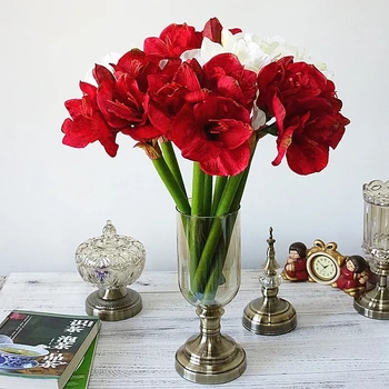 Luxusná Veľká Amaryllis kytice umelého hodvábu kvetov pre domáce tabuľka dekor flores artificiales party láskavosti