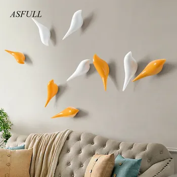 ASFULL Kreatívne steny háčiky vták dekorácie Živice póry dreva háčiky na dvere spálne po zvierat Háčiky 3D kabát jeden háčik na stenu