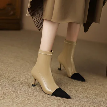 2022 Ženy Topánky na Jeseň Zima Bežné Členok Krátke Vysokom Podpätku Topánky Botas Mujer Zmiešané Farby Značky dámske topánky
