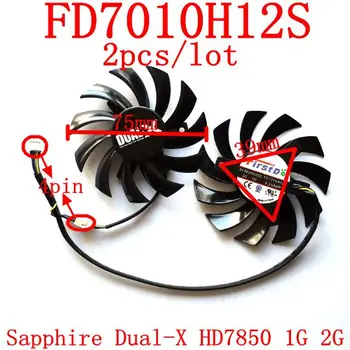 Doprava zadarmo 2ks/veľa Firstd FD7010H12S 4PIN DC12V 0.35 NA 75mm 39X39X39mm Pre Sapphire Dual-X HD7850 1G 2G grafická karta ventilátor