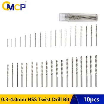 10pcs 0.3-4.0 mm HSS Twist Drill Bit Nastavený Pre Dremel Rotačný Nástroj Rovno Ramienka Mini vrtáka Nastaviť Ručné Náradie