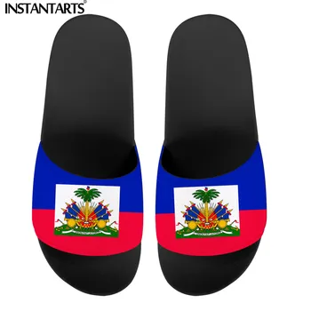 INSTANTARTS Haiti Vlajkou Dizajn Obuv Muži Papuče, Sandále Horúcich Letných Dom Flip Flops pre Páry Bežné Chaussures Femme Listov