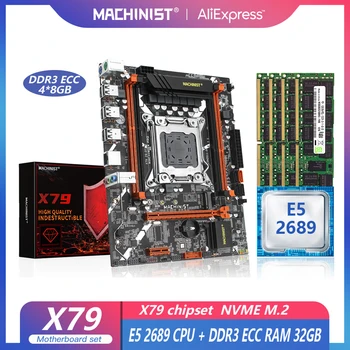 STROJNÍK X79 Doska Set S Xeon E5 2689 CPU Auta Procesor LGA 2011 32G(4*8G) DDR3 ECC RAM Pamäť Sata3.0 Nvme M. 2 Z9-D7