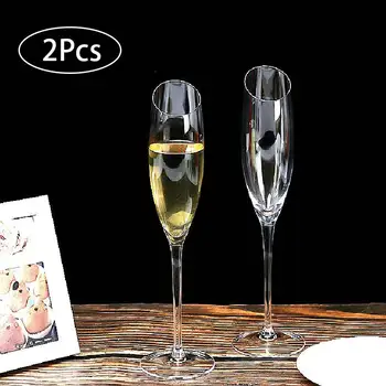 2 ks bezolovnaté Krištáľové Sklo Pohár Šampanského Okuliare Svadobné Party Flauty Skosenie poháre na Víno Domov BarDrinkware vasos de vidrio 220ml
