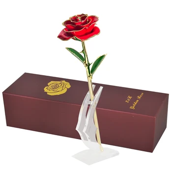 Darčeky pre Ženy 24k Gold Ū Rose so Stojanom Večný Kvety Navždy Lásku V Rubrike Priateľky Svadobné Valentine Darček pre Ňu