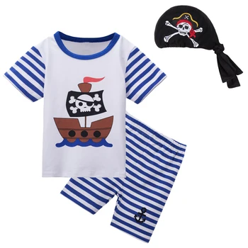 Baby Chlapci Pirátske Kostýmy Dieťa Halloween Party Cosplay Oblečenie Set Sa Dieťa Bavlna Krátky Novinka Oufits
