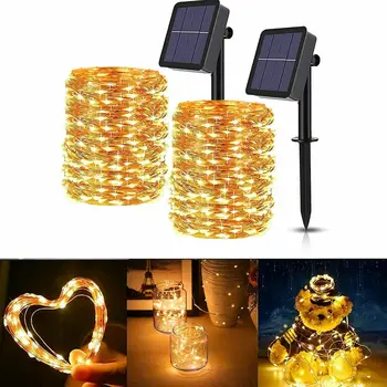 10m LED Reťazec Osvetlenie, Solárne Lampy Vianočné Rozprávky Svetlo USB Garland Vonkajšie Domov Na Svadbu/Party/Spálňa/Záhrada Decoratio