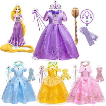 Dievčatá Princezná Rapunzel Cosplay Šaty Plesové Šaty Popolušky Belle Vianočné Šípková Ruženka Aurora Oblečenie Maškarný Kostým Party