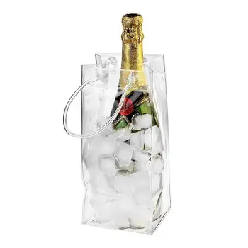PVC Nepresakuje Ice Taška šetrné k Životnému Prostrediu Transparentné Ice Pack Prenosné Ľadové Vedro Fľaša Vína Chladenie s Rukoväťou