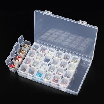 28 Sietí Uzatvorených Plastových Úložný Box Ziskové Týždenný Hygieny Vymeniteľné Pilulku Prípade Nail Art Príslušenstvo Diamantové Šperky Organizátor