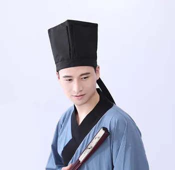 Muži Hanfu Klobúk Čínskej tradičnej Staroveký učenec Black Hat Headdress Vintage Príslušenstvo Confucian Uterák Cosplay Klobúk Pre Mužov Čierna