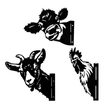Steny Výzdoba Farmy Kovové Zvierat Peeping Kravy Ovce Ornament Pre Vonkajšie Záhradné Kovové Kovaného Železa Umenie Sochárstvo Farmy Dekorácie