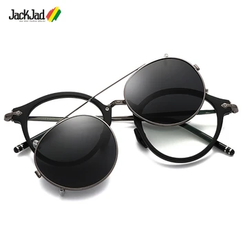 JackJad SteamPunk Vintage Kolo Štýl Polarizované slnečné Okuliare Klip Na Objektív Vymeniteľné Dizajn Značky Slnečné Okuliare Oculos De Sol GT275